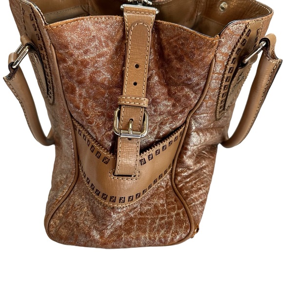 Authentic FENDI Etniko Shoulder Hand Bag Leather Brown - Picture 4 of 15